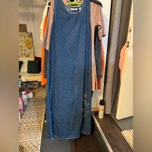 Embroidered Denim Maxi dress